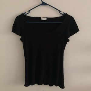 Black Ribbed Short Sleeve